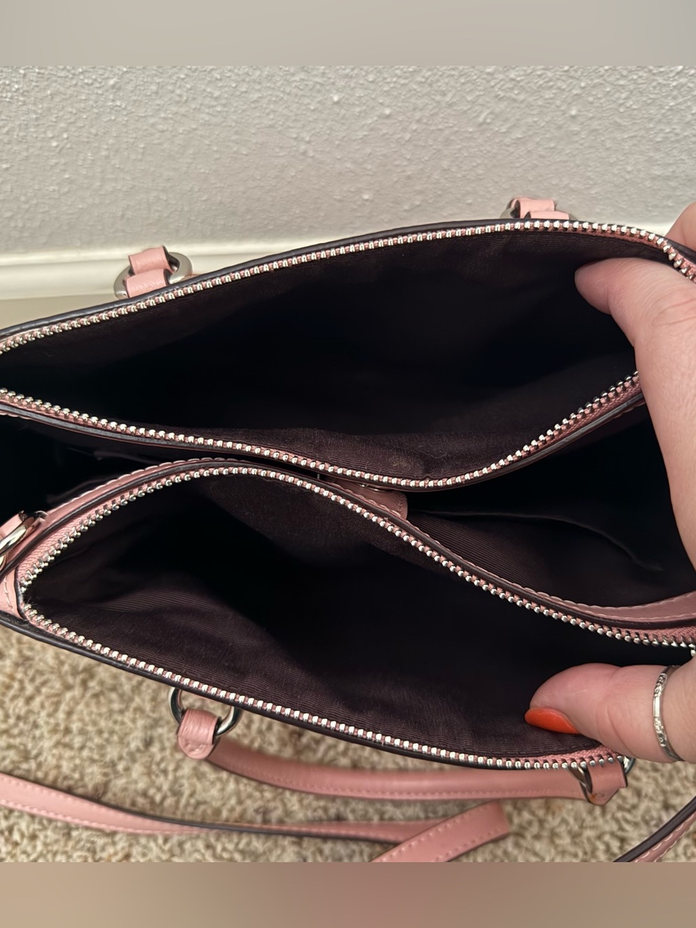 Coach Pink Floral Mini Surrey Carryall with Top Handles and crossbody strap - Picture 9 of 10